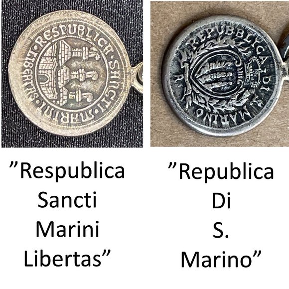 VGUC Vintage 1950's Respublica Sancti Marini Libertas Coin Chain Bracelet, 7" L+ - Picture 2 of 10